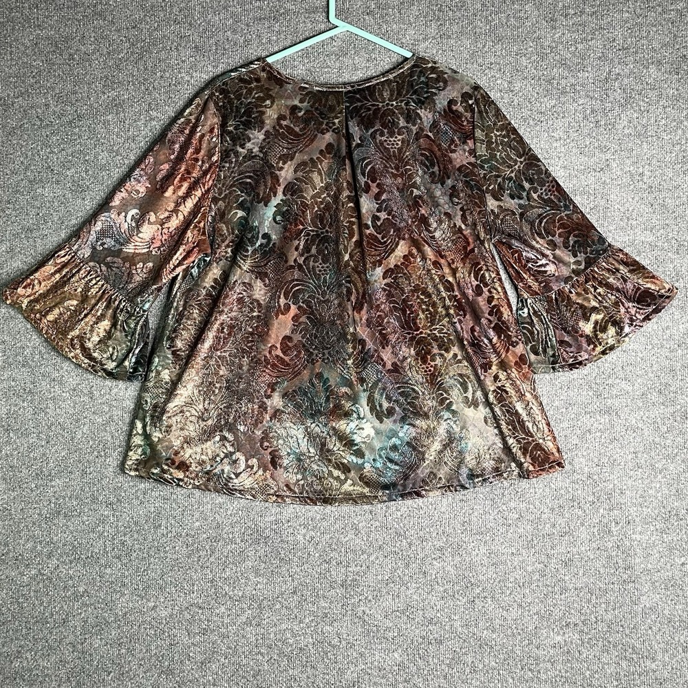 Bryn Walker Fran‎ Velvet Burnout Top Large Artistic Boho Lagenlook Moondance - Picture 10 of 11